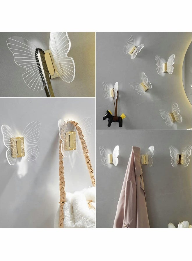 Decor Wall Hooks Heavy Duty for Hanging Coat Clothes Caps Hat Scarf Jacket Bag Robe;Butterfly Hook Up for Decorative Bedroom Bathroom Balcony Office Room;Screw Include Drilling Installation,Gold 1 Set  - Image 4