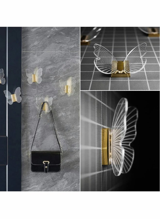 Decor Wall Hooks Heavy Duty for Hanging Coat Clothes Caps Hat Scarf Jacket Bag Robe;Butterfly Hook Up for Decorative Bedroom Bathroom Balcony Office Room;Screw Include Drilling Installation,Gold 1 Set  - Image 2