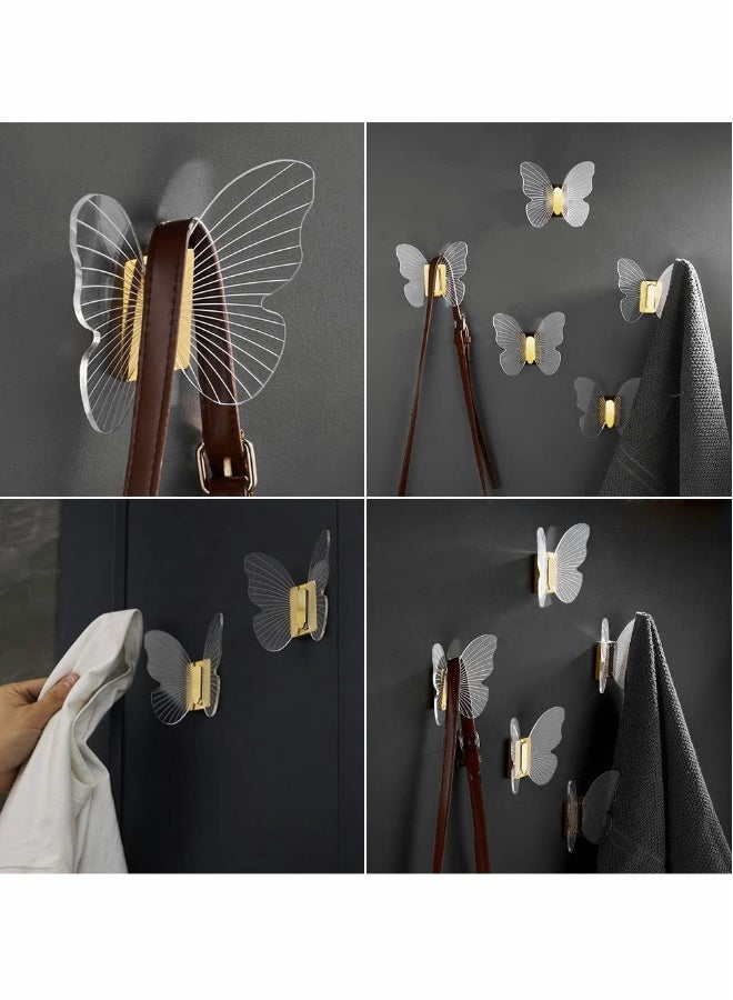 Decor Wall Hooks Heavy Duty for Hanging Coat Clothes Caps Hat Scarf Jacket Bag Robe;Butterfly Hook Up for Decorative Bedroom Bathroom Balcony Office Room;Screw Include Drilling Installation,Gold 1 Set  - Image 3