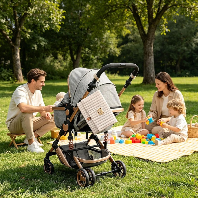 Pochette À Couches Et Lingettes - Pochette Pliable Avec Broderie Ours Mignon - Avec Compartiment Pour Sangle De Poussette Et Organisateurs De Sac À Langer - pour papa parent garçon fille maman voyage - Image 3