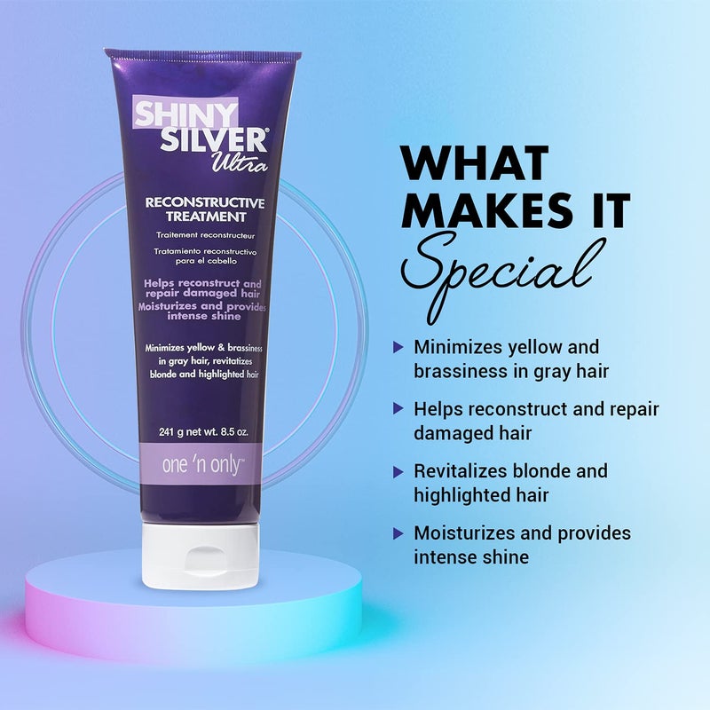 One N Only One 'n Only Shiny Silver Deep Conditioning Hair Mask - Hydrating Treatment for Blonde, Gray, Bleached & Highlighted Hair - Restores Shine, Repairs Damage, Neutralizes Brassy Tones (8.5 oz) - Image 5