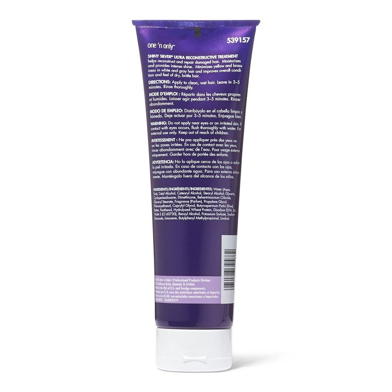 One N Only One 'n Only Shiny Silver Deep Conditioning Hair Mask - Hydrating Treatment for Blonde, Gray, Bleached & Highlighted Hair - Restores Shine, Repairs Damage, Neutralizes Brassy Tones (8.5 oz) - Image 2