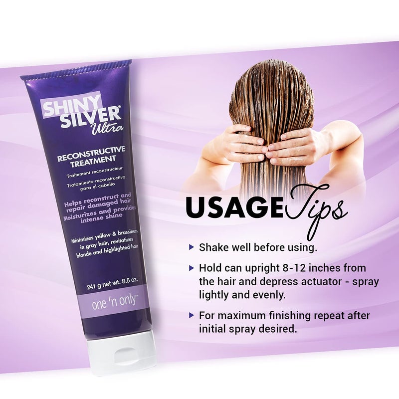 One N Only One 'n Only Shiny Silver Deep Conditioning Hair Mask - Hydrating Treatment for Blonde, Gray, Bleached & Highlighted Hair - Restores Shine, Repairs Damage, Neutralizes Brassy Tones (8.5 oz) - Image 4