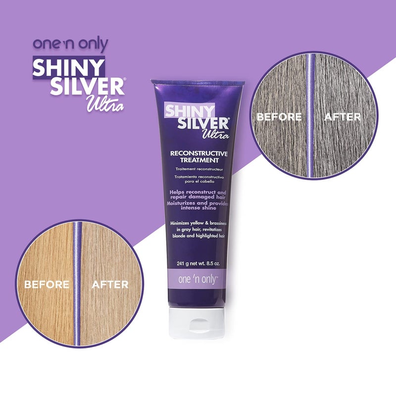 One N Only One 'n Only Shiny Silver Deep Conditioning Hair Mask - Hydrating Treatment for Blonde, Gray, Bleached & Highlighted Hair - Restores Shine, Repairs Damage, Neutralizes Brassy Tones (8.5 oz) - Image 3