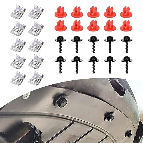 Zufoty 10 Sets Engine Splash Shield Guard Undertray Cover Screws Bolt Nut Clip Kit for Undertray Engine Fender Liner Air Deflector for Ford Focus Fusion Escape Explorer C-Max Transit Connect Lincoln - Image 1