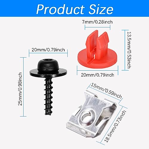 Zufoty 10 Sets Engine Splash Shield Guard Undertray Cover Screws Bolt Nut Clip Kit for Undertray Engine Fender Liner Air Deflector for Ford Focus Fusion Escape Explorer C-Max Transit Connect Lincoln - Image 2
