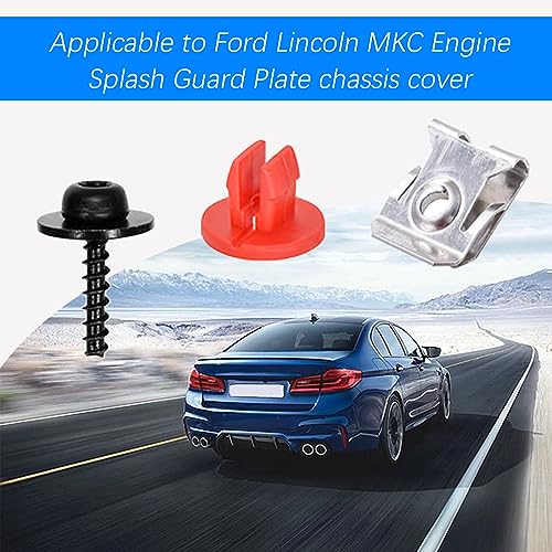 Zufoty 10 Sets Engine Splash Shield Guard Undertray Cover Screws Bolt Nut Clip Kit for Undertray Engine Fender Liner Air Deflector for Ford Focus Fusion Escape Explorer C-Max Transit Connect Lincoln - Image 3