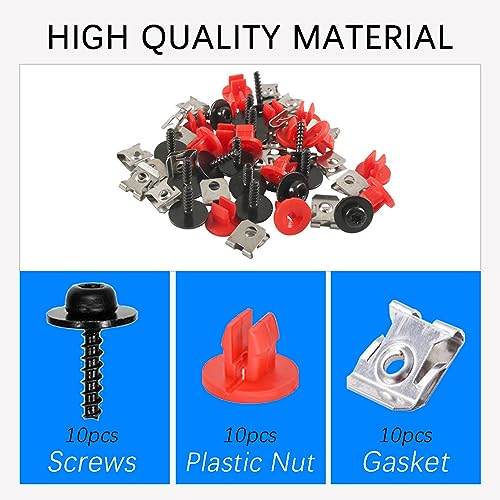 Zufoty 10 Sets Engine Splash Shield Guard Undertray Cover Screws Bolt Nut Clip Kit for Undertray Engine Fender Liner Air Deflector for Ford Focus Fusion Escape Explorer C-Max Transit Connect Lincoln - Image 4