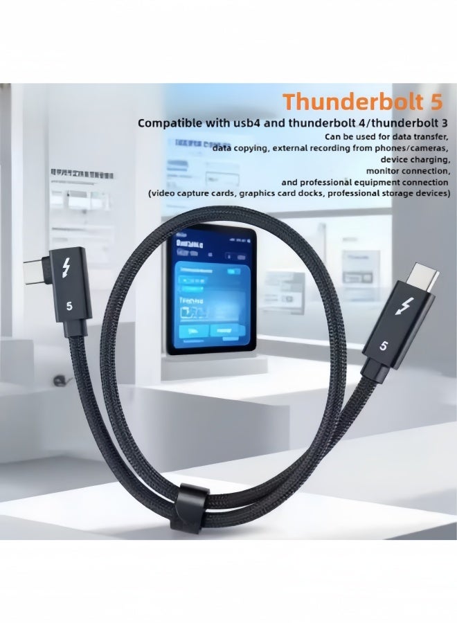 كابل Thunderbolt 5 (1 متر) بزاوية 90 درجة من USB-C إلى USB-C | شحن سريع PD 3.1 240 واط، دعم شاشة 16K/8K/4K، سرعة 120 جيجابت/ثانية/80 جيجابت/ثانية | متوافق مع Thunderbolt 4/3، USB 4.0، سلسلة iPhone 17/16، MacBook Air، أجهزة الكمبيوتر المحمولة، الشاشات، eGPU - view 2