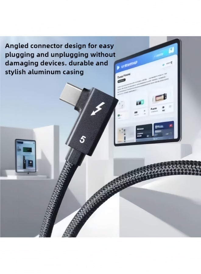 كابل Thunderbolt 5 (1 متر) بزاوية 90 درجة من USB-C إلى USB-C | شحن سريع PD 3.1 240 واط، دعم شاشة 16K/8K/4K، سرعة 120 جيجابت/ثانية/80 جيجابت/ثانية | متوافق مع Thunderbolt 4/3، USB 4.0، سلسلة iPhone 17/16، MacBook Air، أجهزة الكمبيوتر المحمولة، الشاشات، eGPU - view 3
