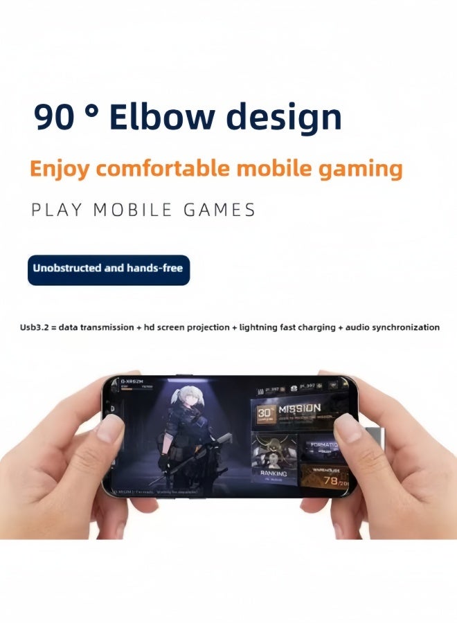 كابل Thunderbolt 5 (1 متر) بزاوية 90 درجة من USB-C إلى USB-C | شحن سريع PD 3.1 240 واط، دعم شاشة 16K/8K/4K، سرعة 120 جيجابت/ثانية/80 جيجابت/ثانية | متوافق مع Thunderbolt 4/3، USB 4.0، سلسلة iPhone 17/16، MacBook Air، أجهزة الكمبيوتر المحمولة، الشاشات، eGPU - view 4