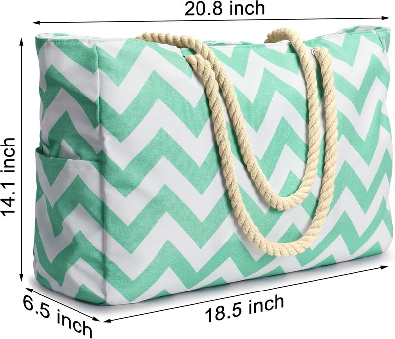 Becokan Beach Bags for Women, Large Waterproof Beach Tote Bag with Zipper Beach Bags Waterproof Sandproof Swim Pool Bag Large Tote - Image 4