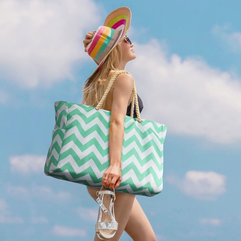 Becokan Beach Bags for Women, Large Waterproof Beach Tote Bag with Zipper Beach Bags Waterproof Sandproof Swim Pool Bag Large Tote - Image 5