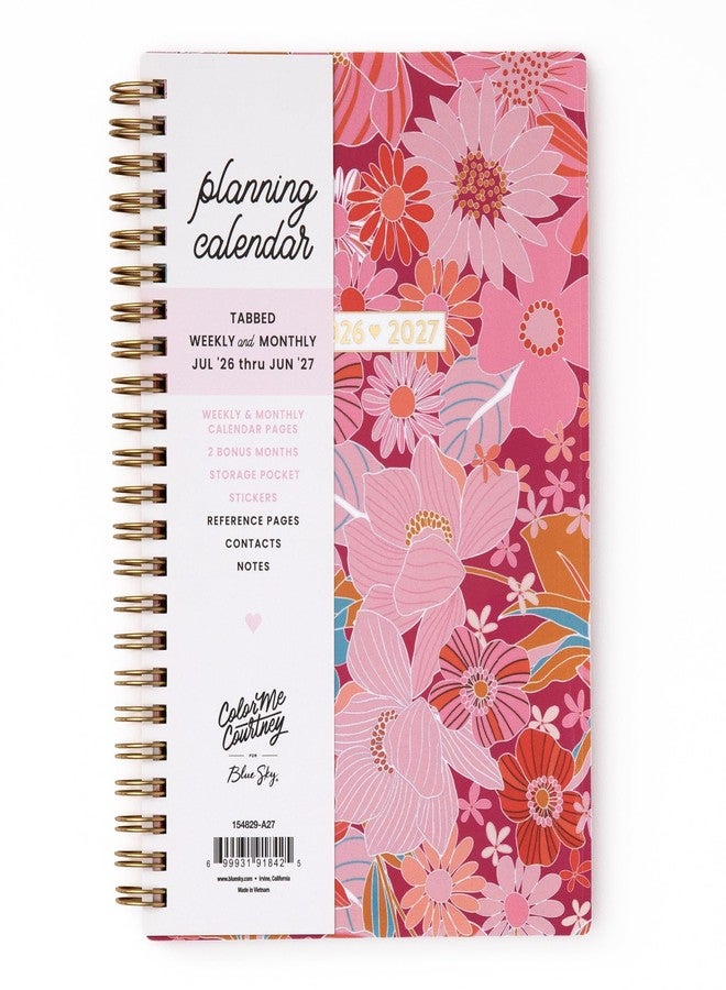 Blue Sky Color Me Courtney 2026-2027 Weekly and Monthly Academic Year Planner Calendar, July 2026 - June 2027, 5" x 8", Flexible Cover, Wirebound, Laminated Tabs, Storage Pocket, Includes Stickers, Bloom Pink - Image 1
