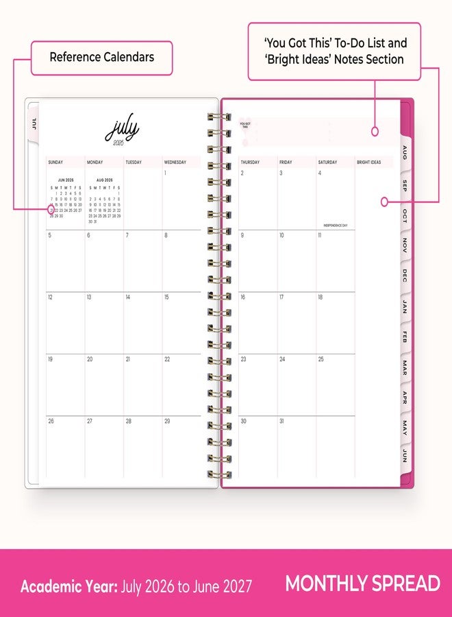 Blue Sky Color Me Courtney 2026-2027 Weekly and Monthly Academic Year Planner Calendar, July 2026 - June 2027, 5" x 8", Flexible Cover, Wirebound, Laminated Tabs, Storage Pocket, Includes Stickers, Bloom Pink - Image 4