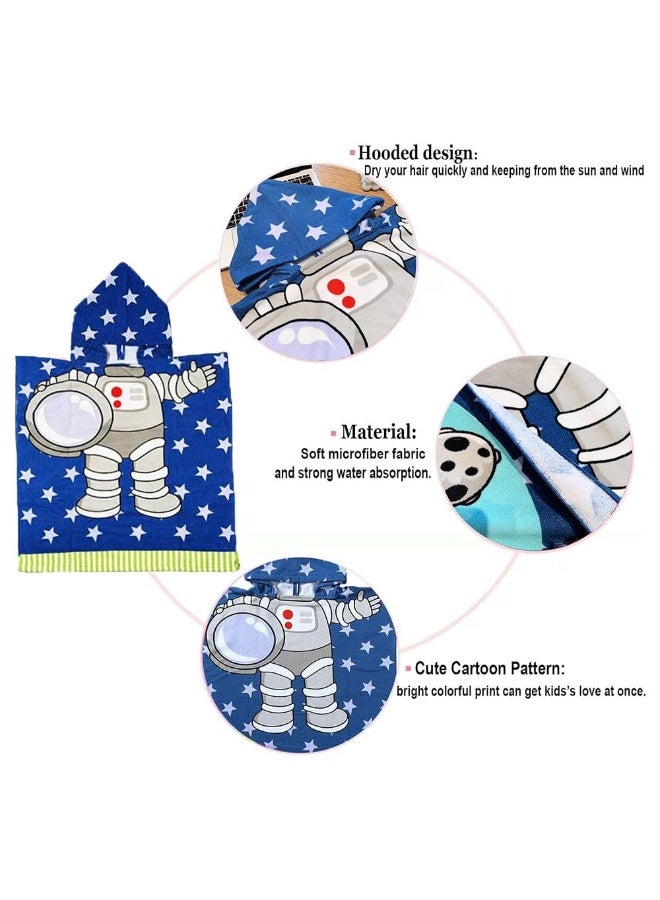 جيه زد اس منشفة شاطئ بغطاء رأس للأطفال من JZS للأطفال من عمر 1 إلى 6 سنوات، مصنوعة من الألياف الدقيقة الناعمة فائقة الامتصاص، متعددة الاستخدامات للحمام والسباحة والمسبح والدش ورائد الفضاء - Image 3