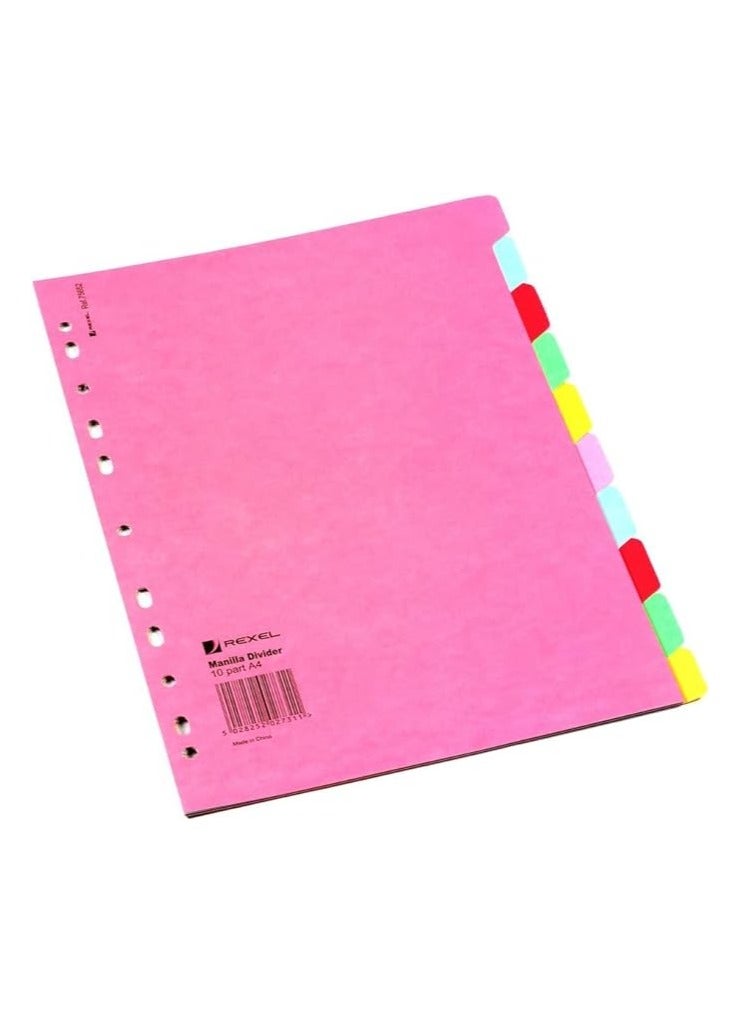 Rexel Manilla A4 10 Part File Divider (Assorted Colors 210 GSM Thick Paper) - 1 Count - Image 4