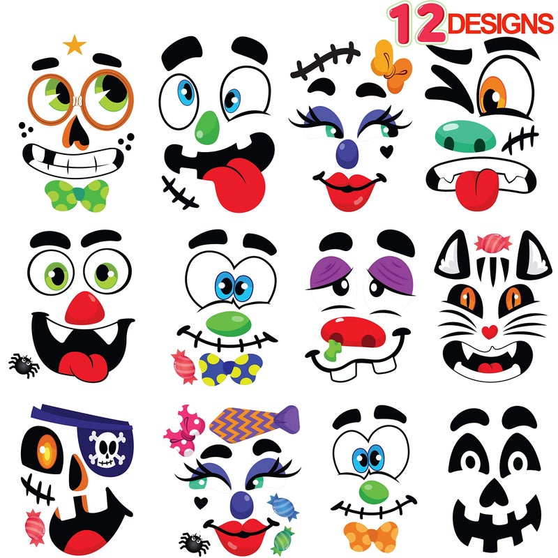 JOYIN Make 40 Faces Pumpkin Decorating Stickers with 18 Sticker Sheets in 12 Different Designs and Sizes Halloween Party Supplies Trick or Treat Party Favors - Image 2