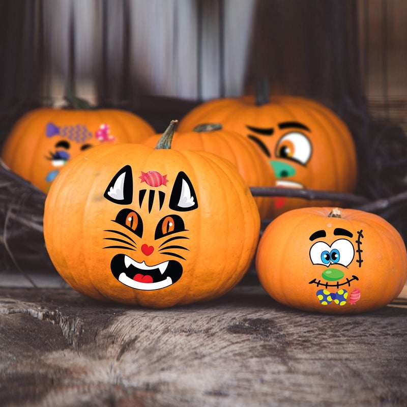 JOYIN Make 40 Faces Pumpkin Decorating Stickers with 18 Sticker Sheets in 12 Different Designs and Sizes Halloween Party Supplies Trick or Treat Party Favors - Image 5