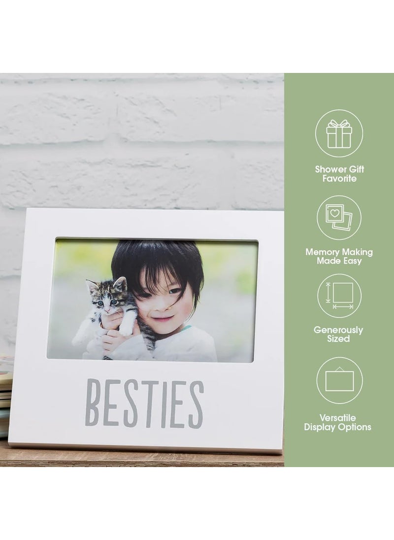 pearhead Pearhead Bestie and Baby Keepsake Frame Wood Photo Frame for Baby and Pet with Easel Back and Wall Hanger Perfect Gender Neutral Nursery Decor and Shower Gift White  - Image 5