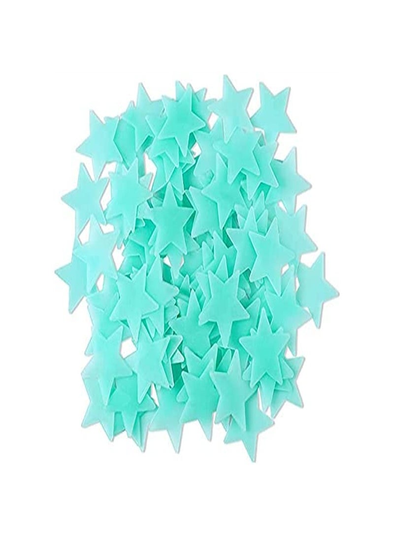 Goolsky 100-Piece Blue Glow in The Dark Luminous Stars Fluorescent Noctilucent Plastic Wall Stickers Murals Decals for Home Art Decor Ceiling Decorate Kids Babys Bedroom Room Decorations - Image 1