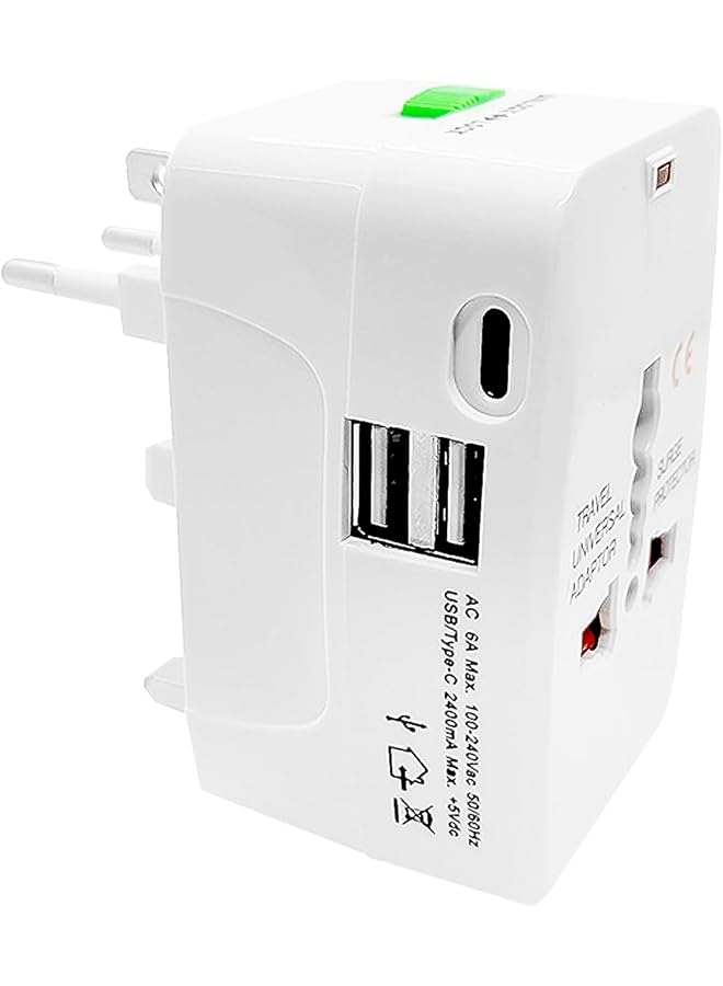 PROMASS promass Universal Travel Adapter with USB & Type-C Port, Worldwide AC Outlet Plugs (including 3 Pin), Child Safety Doors, High-Conductivity Copper, Mini Lightweight Design with Travel Bag for US/UK/EU  - Image 1