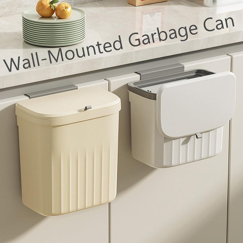 Qiccijoo Kitchen Hanging Trash Can with Lid,3.2 Gallon Waste Bin,Small Plastic Compost Bin for Counter Top or Under Sink Wall-Mounted Garbage Can for Bedroom,Bathroom,Cabinet,Car and Office(Yellow) - Image 5