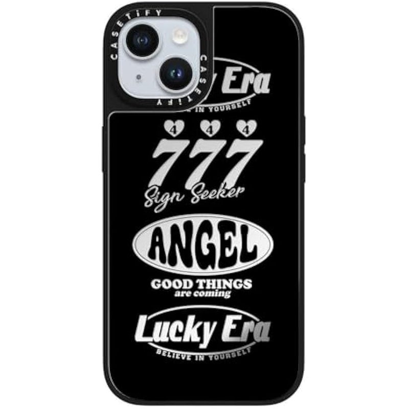 Casetify Mirror iPhone 15 Case 【Reflective / 4.9ft Drop Protection/Compatible with Magsafe】 - Angel Baby! (Cut Out) - Silver on Black - Image 4