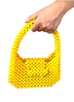 "Sunshine Elegance: Handmade Women's Bag in Radiant Yellow Beads - Unique, Stylish, and Eco-Friendly!"
