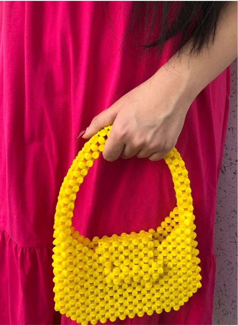 Generic - "Sunshine Elegance: Handmade Women's Bag in Radiant Yellow Beads - Unique, Stylish, and Eco-Friendly!" - Image 1