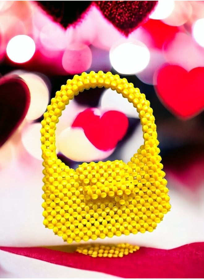 Generic - "Sunshine Elegance: Handmade Women's Bag in Radiant Yellow Beads - Unique, Stylish, and Eco-Friendly!" - Image 1