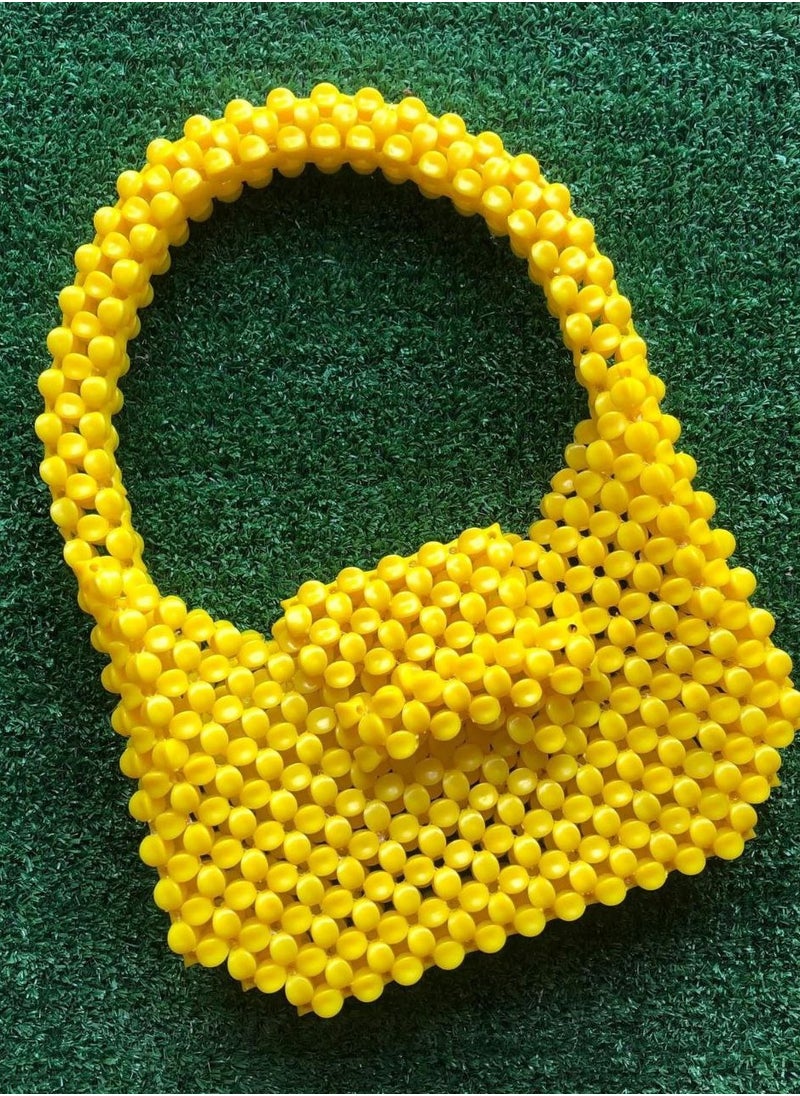 Generic - "Sunshine Elegance: Handmade Women's Bag in Radiant Yellow Beads - Unique, Stylish, and Eco-Friendly!" - Image 1