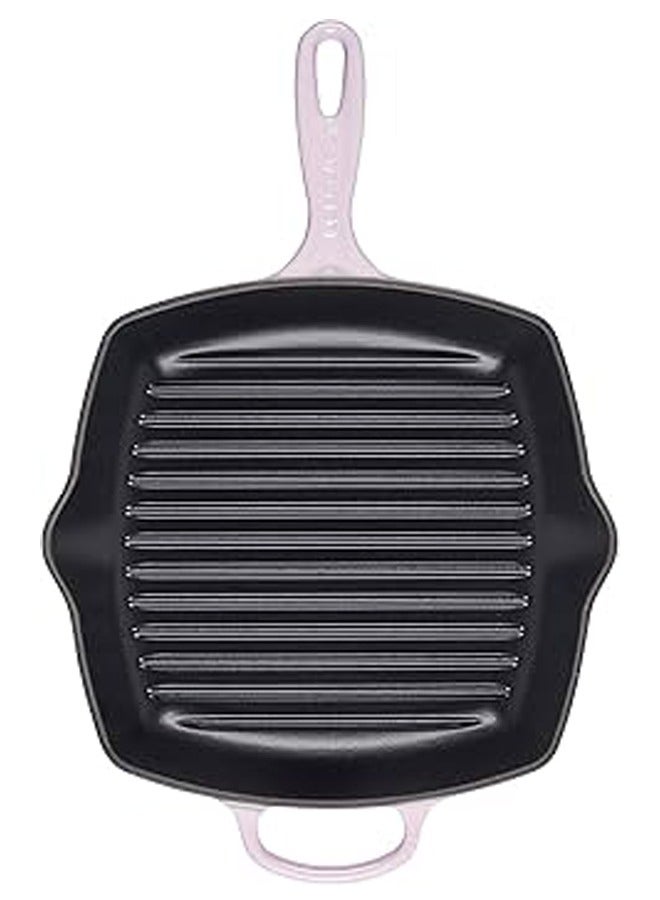 24cm Enamelled Cast‑Iron Square Skillet Pan with Pink Handle – Oven & Induction Compatible Frying Pan  - Image 1