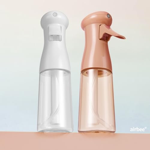 airbee Spray Bottle For Hair, Continuous Mister Sprayer, Ultra Fine Mist Empty Spraying Water Bottles for Hairstyling, Barbers, Salons, Essential Oil Scents, Cleaning, Plants (2 Pack, 6.8 OZ) - Image 3
