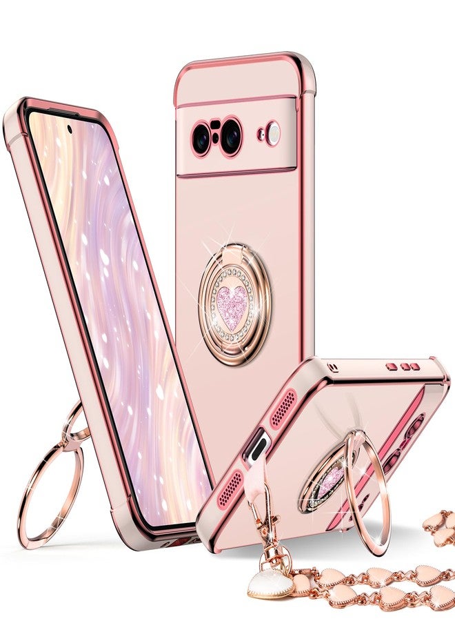 XYZ Pixel 9 Case with Stand, Double Ring, Cute Heart Design, Pink - Image 1