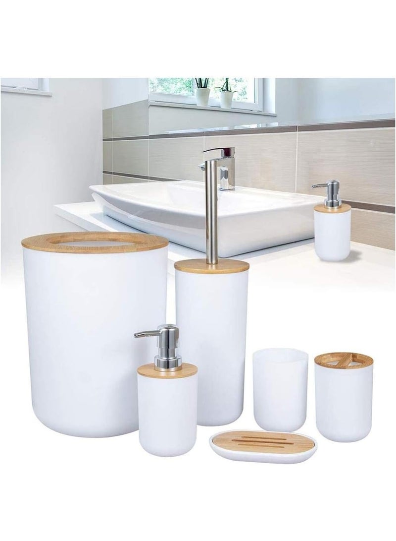 6-Piece Bathroom Accessory Set Bathroom Accessory Set Includes Toilet Brush, Soap Dispenser, Waste Bin, Toothbrush Holder, Soap Dispenser, and Cup - Image 1