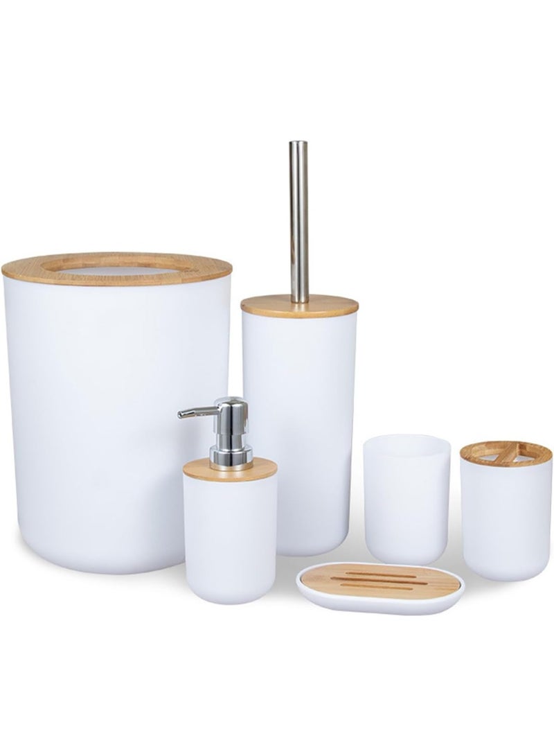 6-Piece Bathroom Accessory Set Bathroom Accessory Set Includes Toilet Brush, Soap Dispenser, Waste Bin, Toothbrush Holder, Soap Dispenser, and Cup - Image 2