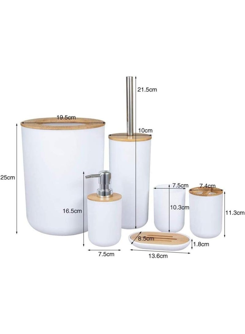 6-Piece Bathroom Accessory Set Bathroom Accessory Set Includes Toilet Brush, Soap Dispenser, Waste Bin, Toothbrush Holder, Soap Dispenser, and Cup - Image 3