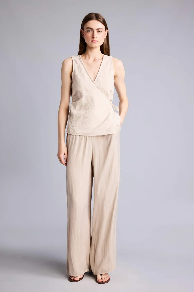 ديفاكتو Wide Leg Regular Hem Satin Trousers