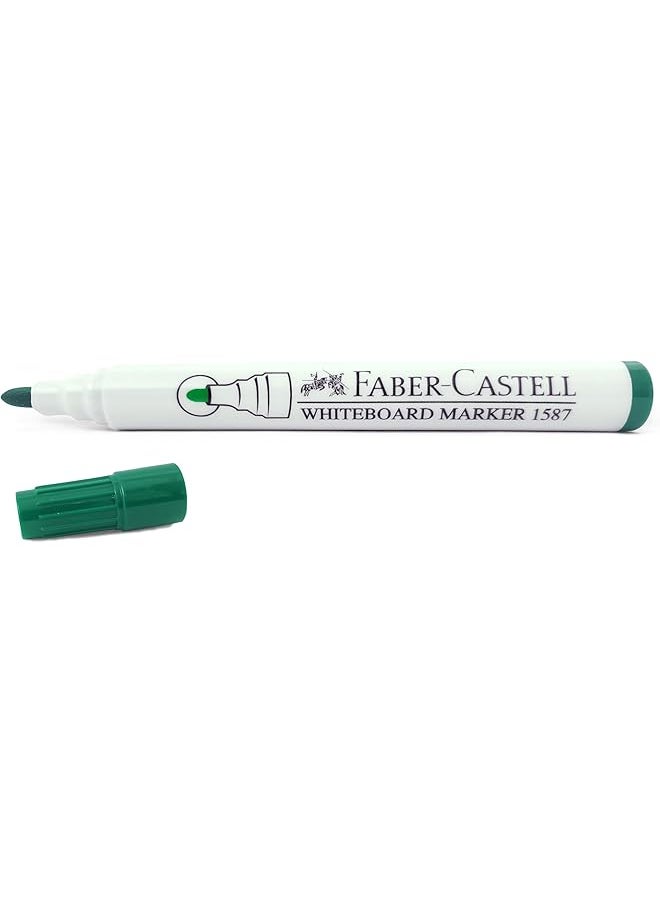 FABER-CASTELL - Round Tip Whiteboard Permanent Marker Pen 12 Pieces Green - Image 1