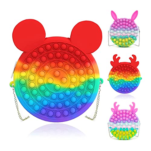 D ETERNAL Girl's Pop It Round Shape with Panda Ear Sling Shoulder Bag- Multicolor - Image 1