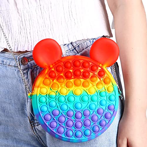 D ETERNAL Girl's Pop It Round Shape with Panda Ear Sling Shoulder Bag- Multicolor - Image 4