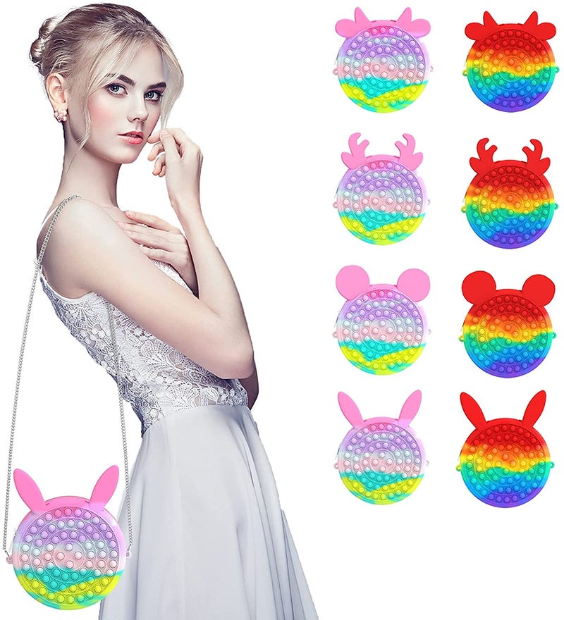 D ETERNAL Girl's Pop It Round Shape with Panda Ear Sling Shoulder Bag- Multicolor - Image 3