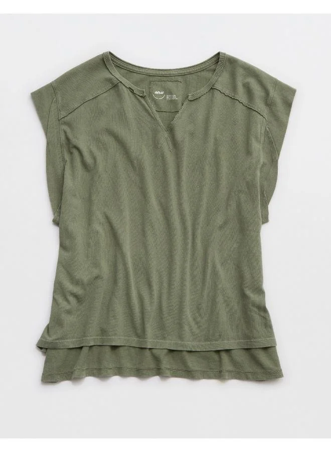 Aerie Aerie Summer Breeze Notch Neck T-Shirt