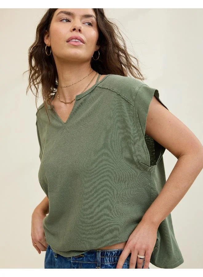 Aerie Aerie Summer Breeze Notch Neck T-Shirt