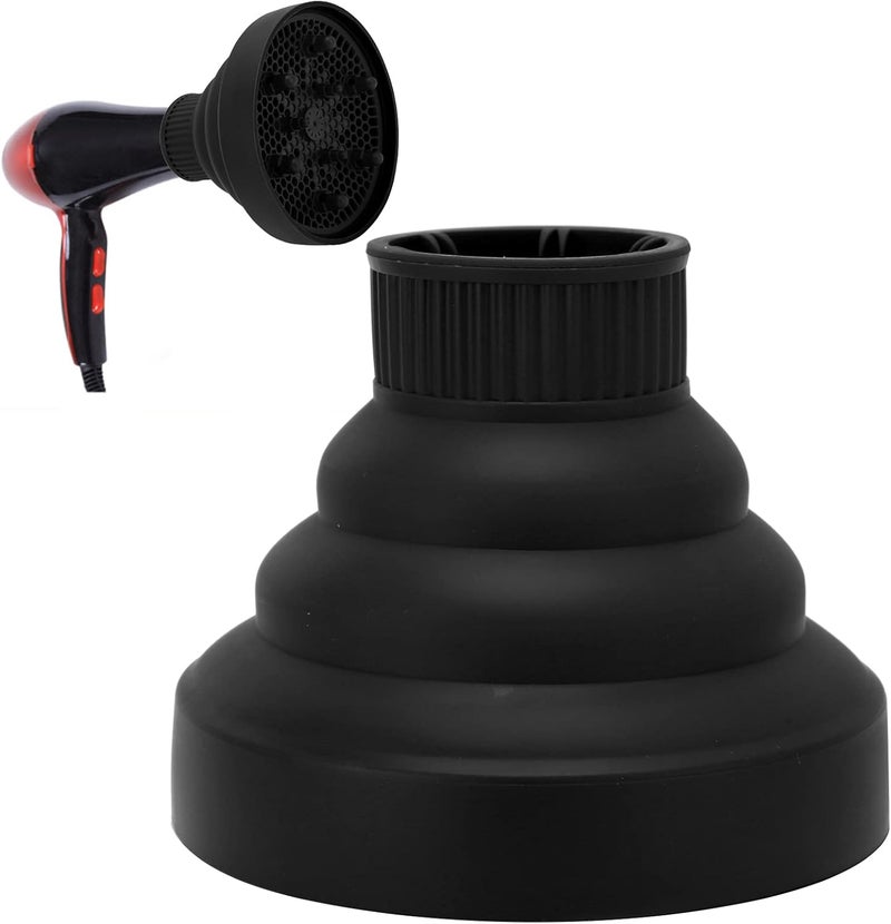 Betued Universal Collapsible Hair Dryer Diffuser Portable Foldable Lightweight Black