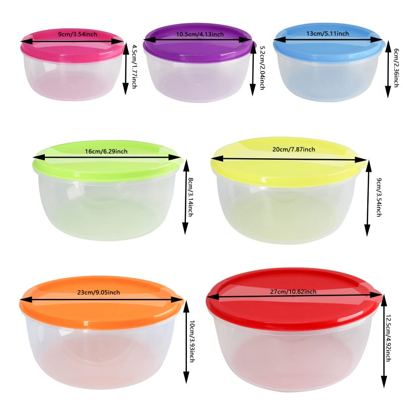 ATRDTO Plastic Multicolor Salad Bowl Set Microwave and Dishwasher Safe Ideal for Baking  Prepping  Cooking and Serving Food (Set of 7) (Multicolor-Round) - Image 2