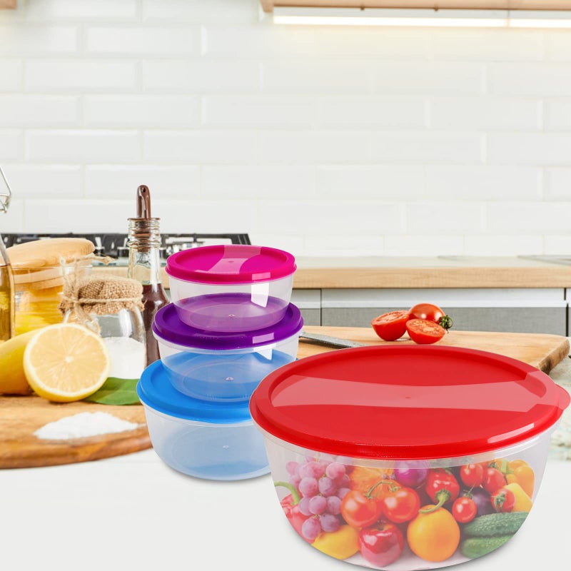 ATRDTO Plastic Multicolor Salad Bowl Set Microwave and Dishwasher Safe Ideal for Baking  Prepping  Cooking and Serving Food (Set of 7) (Multicolor-Round) - Image 3