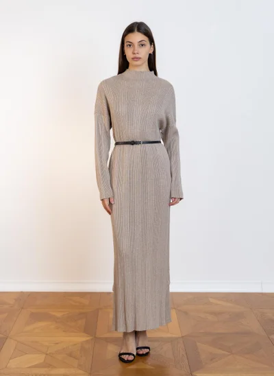 SHAPES HEAVYWEIGHT RIBBED MAXI DRESS WITH BELT