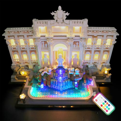 flashebrick مجموعة إضاءة LED فلاشبريك لنافورة تريفي 21062 متوافقة مع مجموعة بناء ليغو للهندسة المعمارية في روما إضاءة لنموذج النافورة غير مشمول مجموعة البناء نسخة RC - Image 1